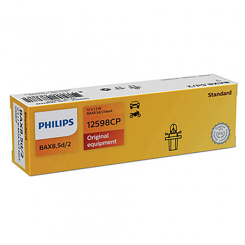 12598CP (PHILIPS) BAX 8,5d/2 Black 12V 1.2W BAX8,5d/2