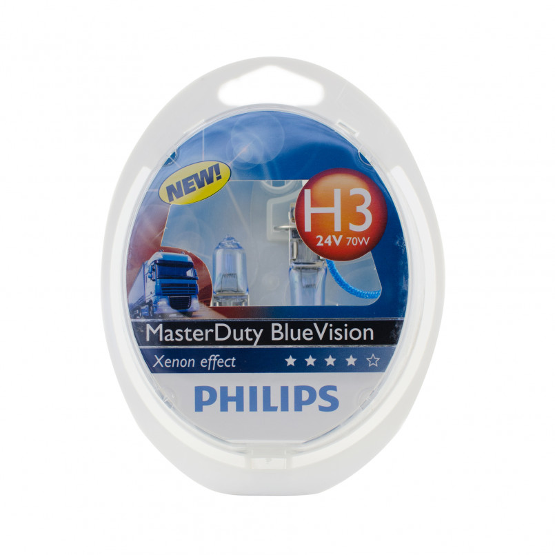 13336MDBVS2 (PHILIPS) H3 MasterDuty BlueVision 24V 70W PK22s Set 2 pc.