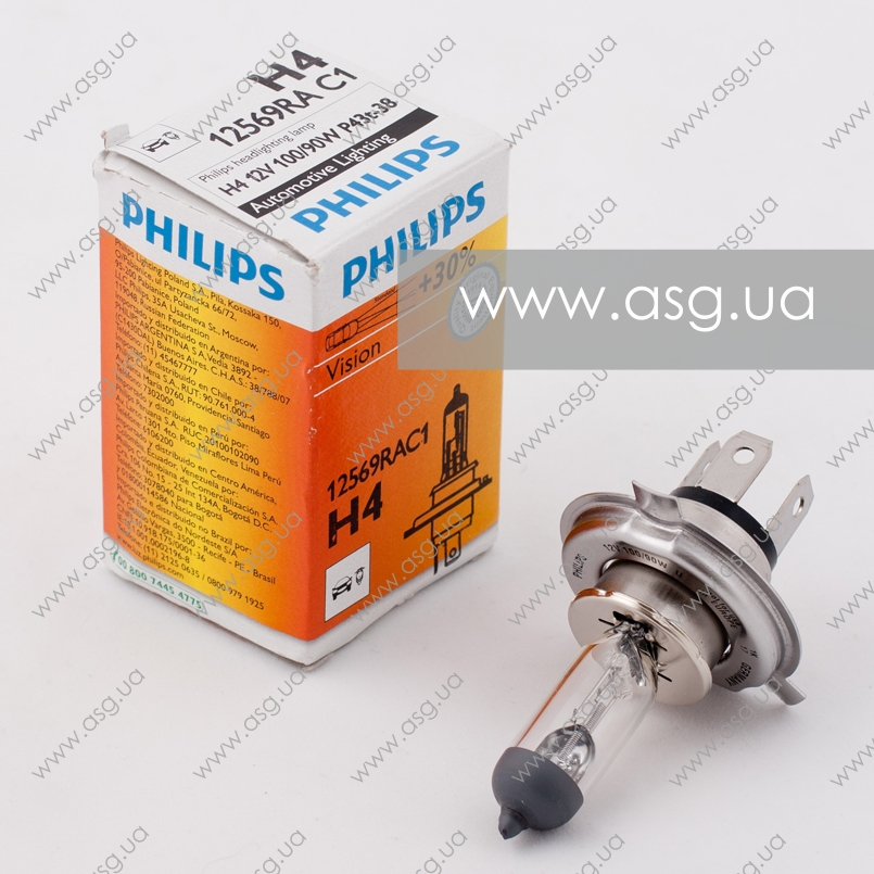12569RAC1 (PHILIPS) H4 Rally 12V 100/90W P43t-38 (For race only)