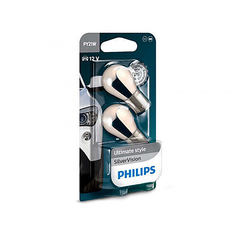 12496SVB2 (PHILIPS) PY21W  SilverVision 12V 21W BAU15s  Blst. 2 pc.