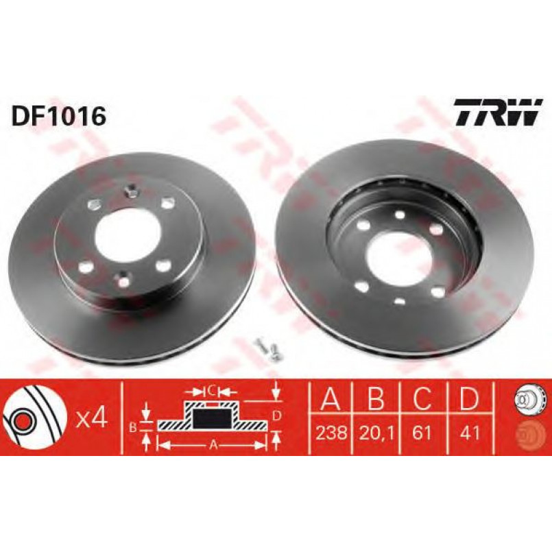 DF1016  TRW - Гальмівний диск