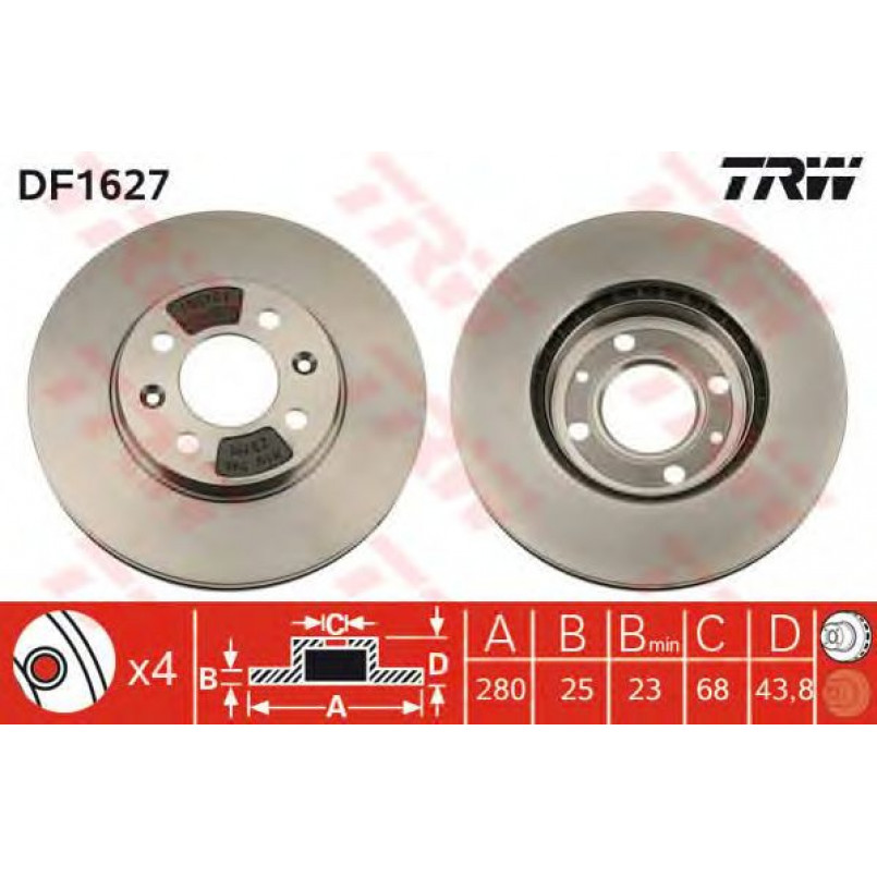 DF1627 TRW - Гальмівний диск
