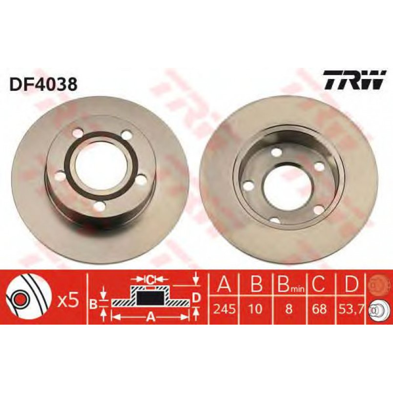 DF4038  TRW - Гальмівний диск