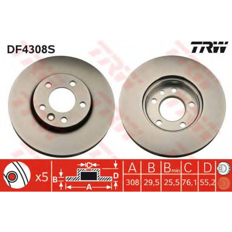 DF4308S  TRW - Гальмівний диск