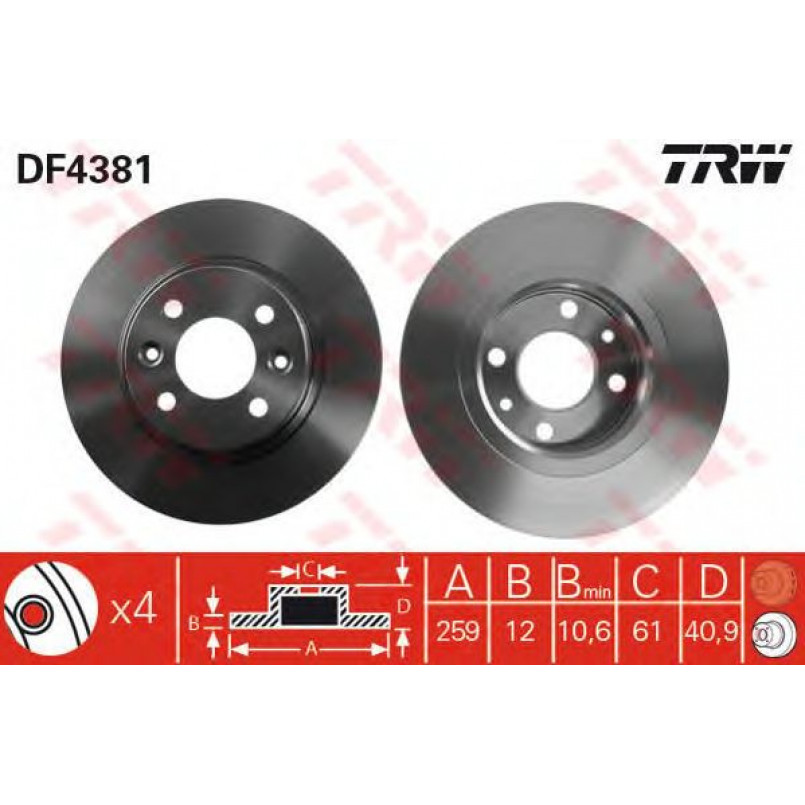 DF4381  TRW - Гальмівний диск