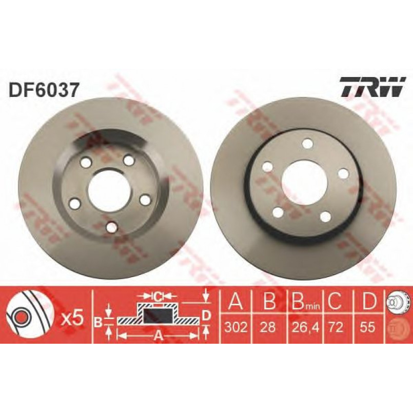 DF6037 TRW - Гальмівний диск