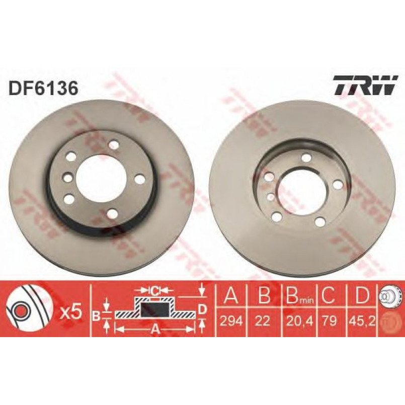 DF6136  TRW - Гальмівний диск