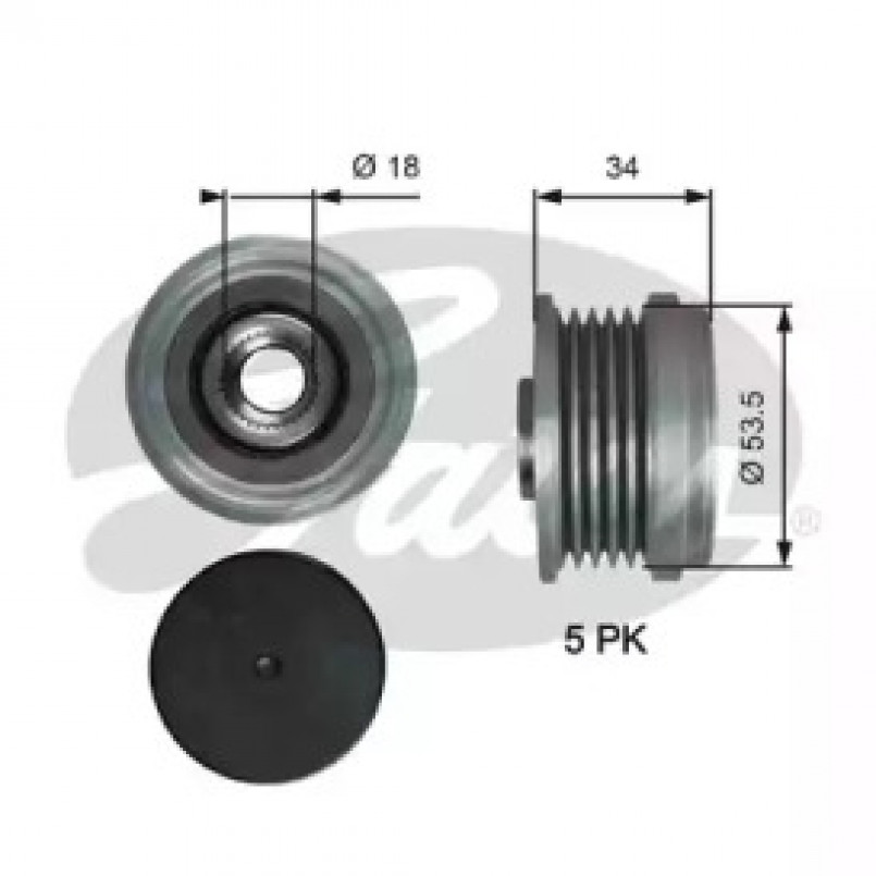 OAP7202 (7789-10202)  Шків генератора GATES OVERRUNNING ALT.PULLEY