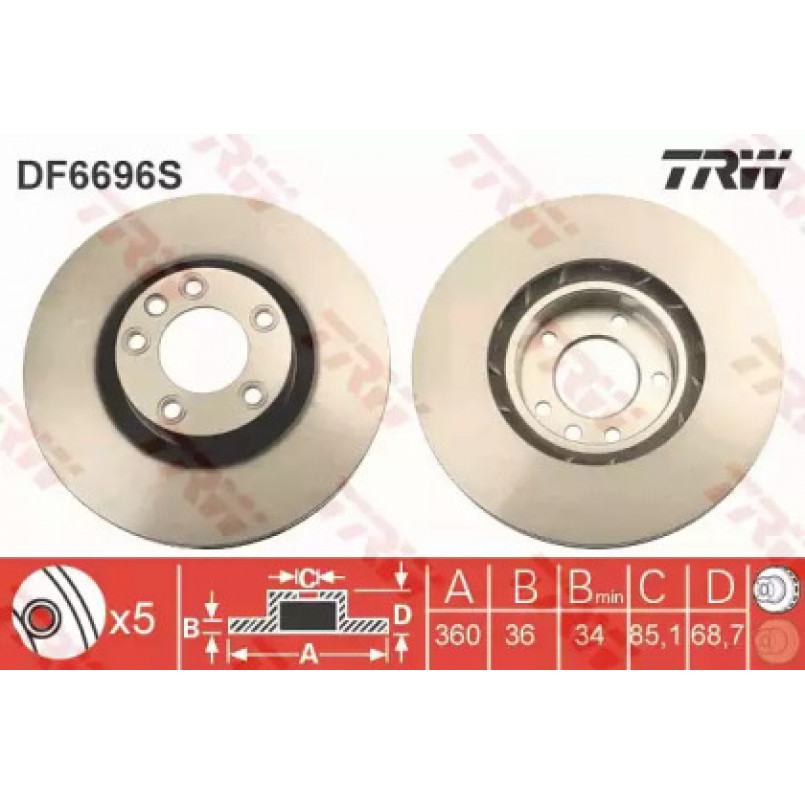 DF6696S  TRW - Гальмівний диск