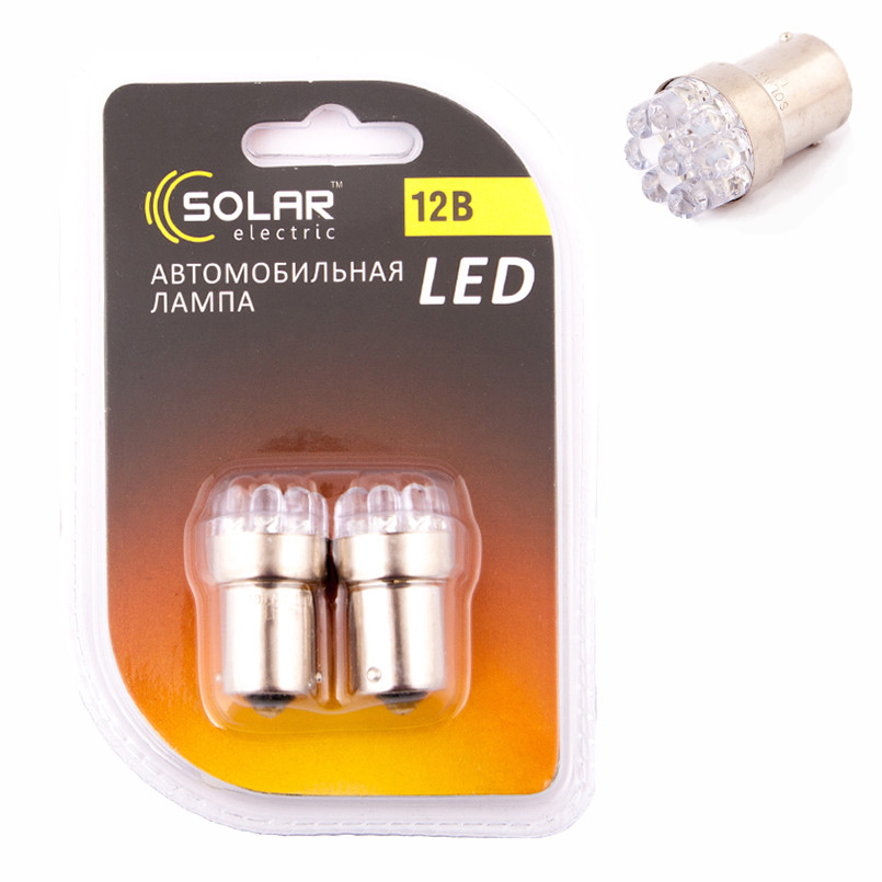 LED 12V G18.5 BA15s 9leds white 2шт. (40шт.)