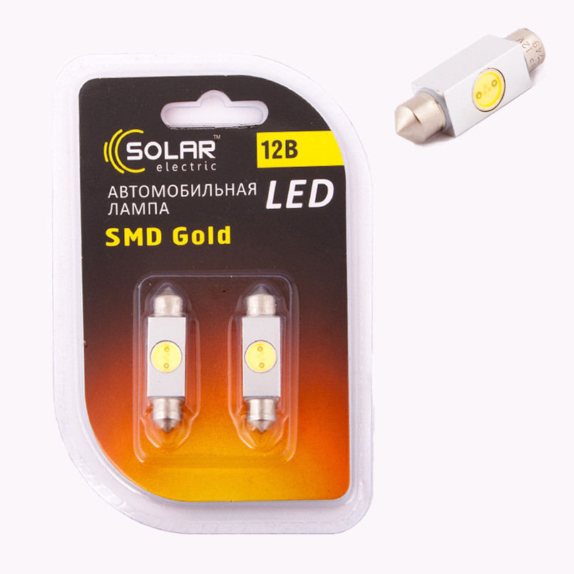 SOLAR LED 12V SV8.5 T11x39 1smd 1.5W white 2шт. (60шт.)
