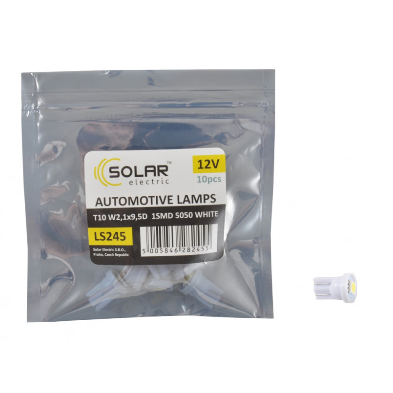 LED 12V T10 W2.1x9.5d 1smd 5050 white 2шт. (75шт.)