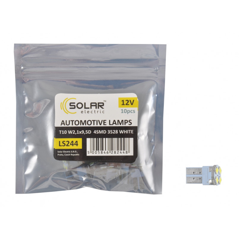 LED 12V T10 W2.1x9.5d 4smd 3528 white 2шт. (75шт.)