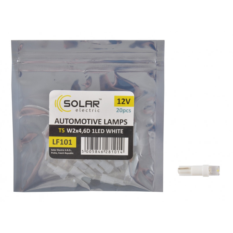 LED 12V T5 W2x4.6d 1leds white 2шт. (90шт.)