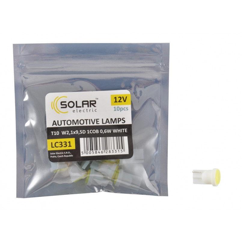 LED 12V T10 W2.1x9.5d 1COB 0.6W white 2шт. (70шт.)