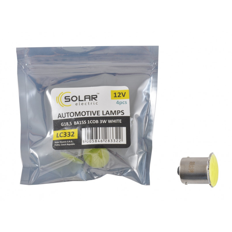 SOLAR LED 12V G18.5 BA15s 1COB 3W white 2шт. (40шт.)