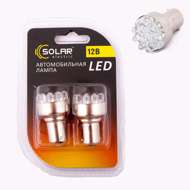 LED 12V S25 BA15s 12leds white 2шт. (32шт.)