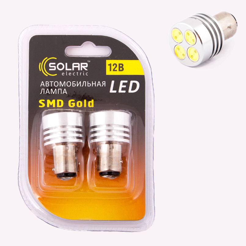 SOLAR Автолампа LED 12V S25 BAY15d 4SMD 2W white (32 шт.) підсвічування салону