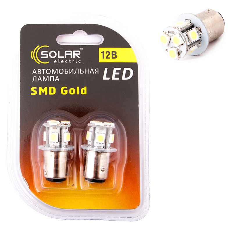 SOLAR Автолампа LED 12V S25 BAY15d 8smd 5050 white 2шт. (32шт.) підсвічування салону