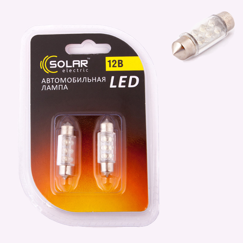 LED 12V SV8.5 T11x36 6leds white 2шт. (60шт.)