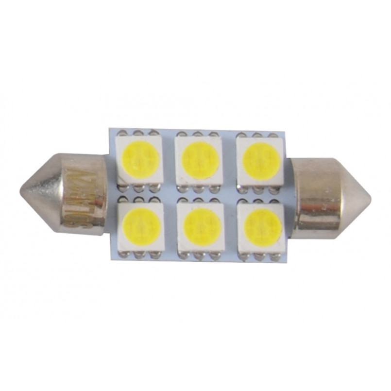 LED 12V SV8.5 T11x36 6smd 5050 white 2шт. (60шт.)