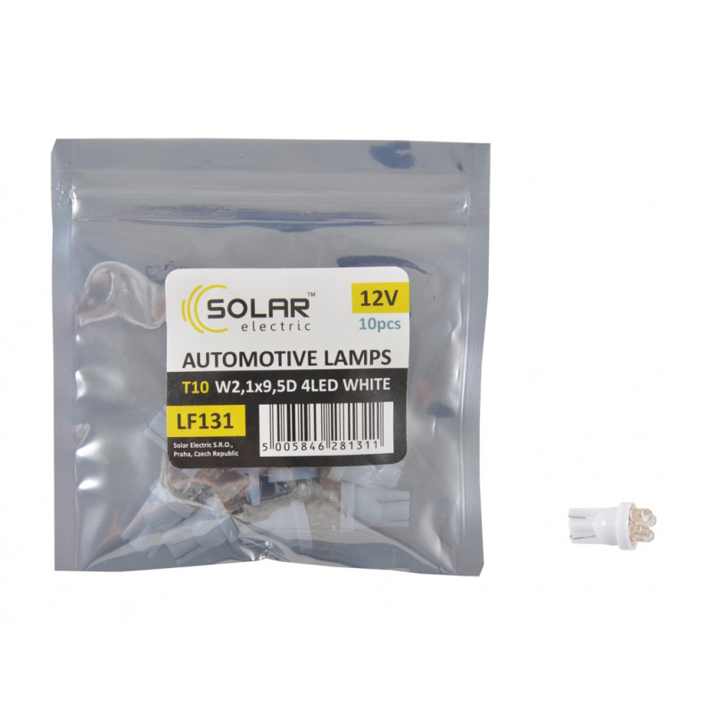 LED 12V T10 W2.1x9.5d 4leds white 2шт. (75шт.)