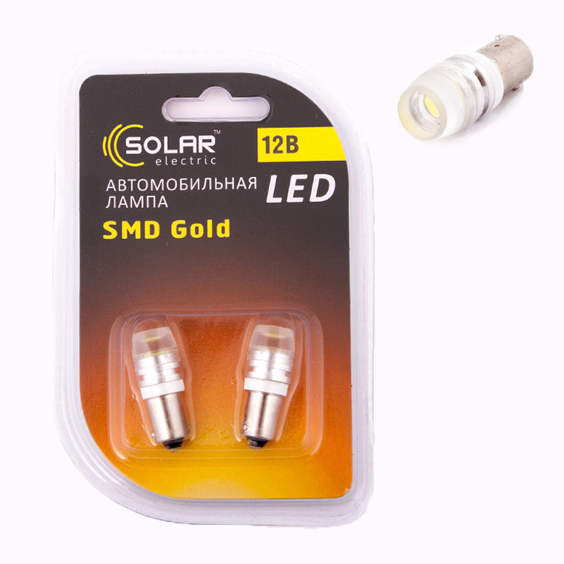 SOLAR Автолампа LED 12V T8.5 BA9S SMD 1W+Lens, white (70 шт.) підсвічування салону