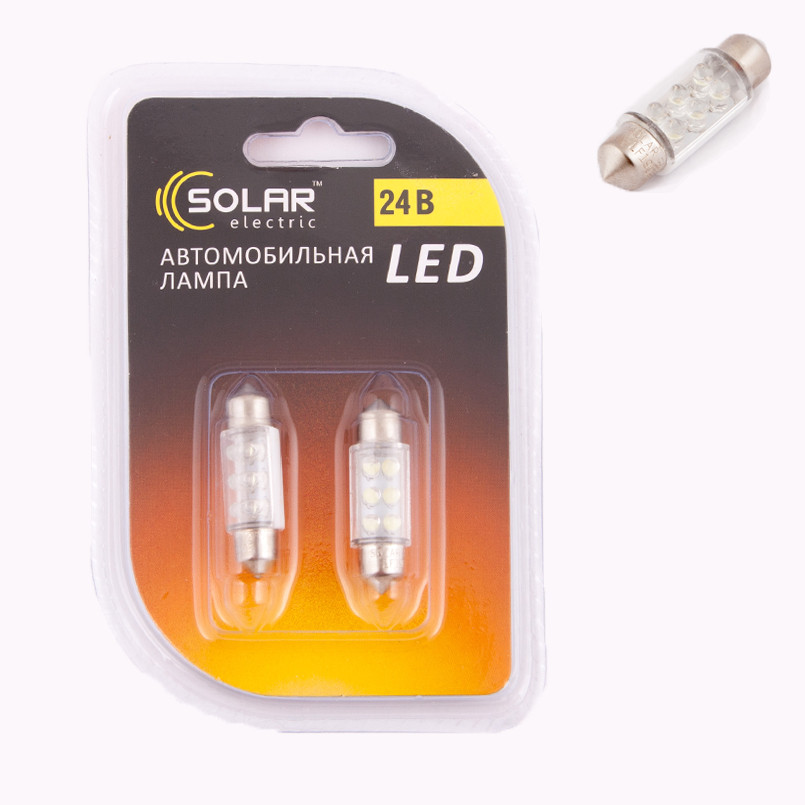 LED 24V SV8.5 T11x36 6leds white 2шт. (60шт.)
