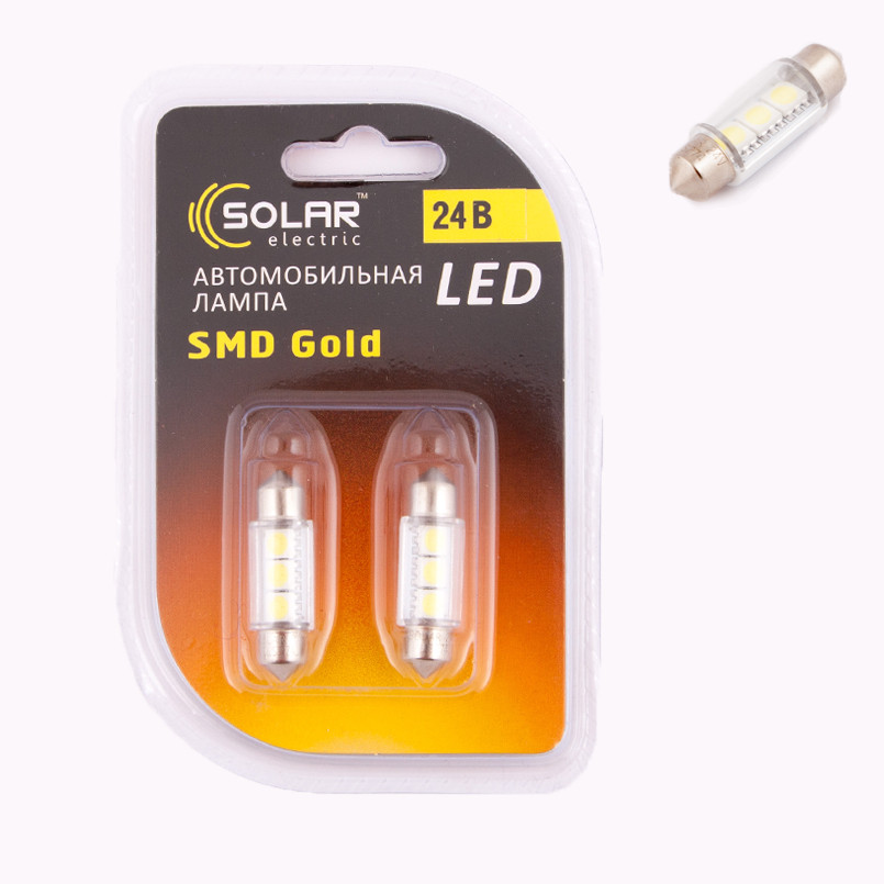 LED 24V SV8.5 T11x36mm 3smd 5050 white (60 шт.)