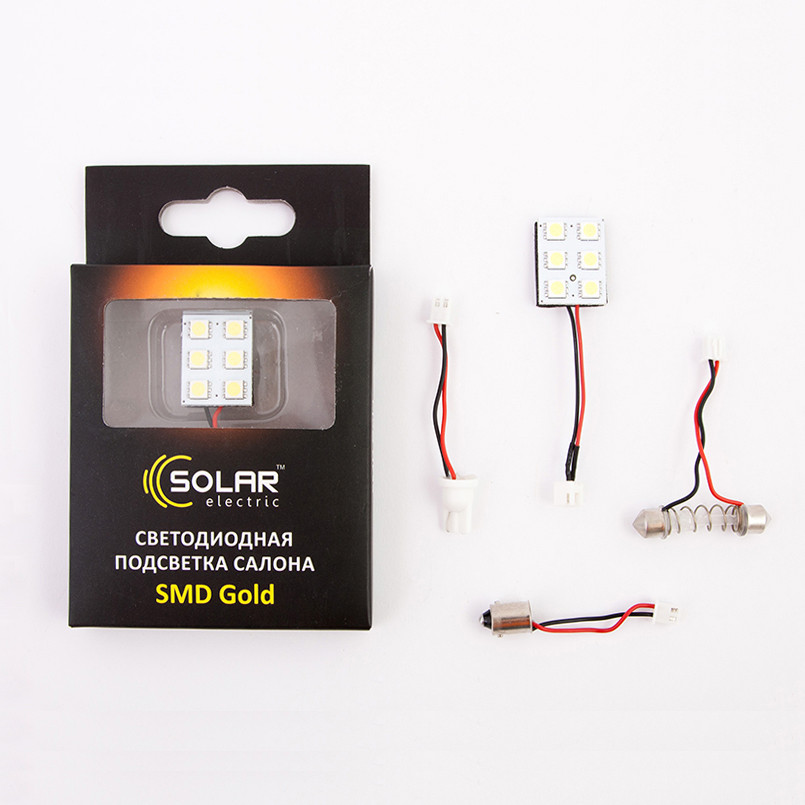 Підсвітка салону 12V 20x25mm 6SMD 5050 white 3 адаптера (25 шт.)