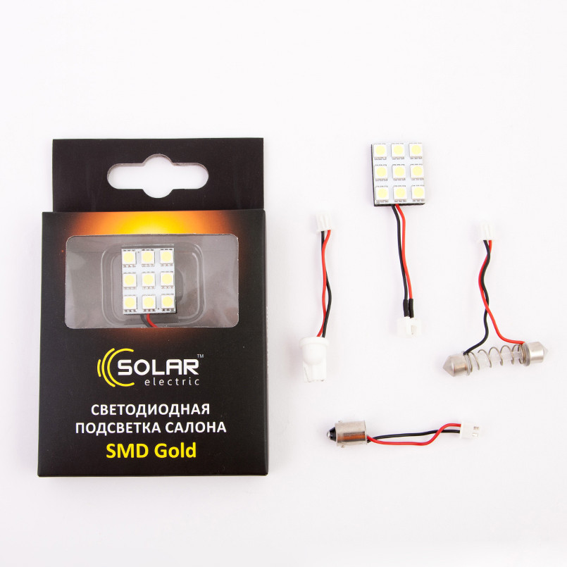 Підсвітка салону 12V 20x25mm 9SMD 5050 white 3 адаптера (25 шт.)