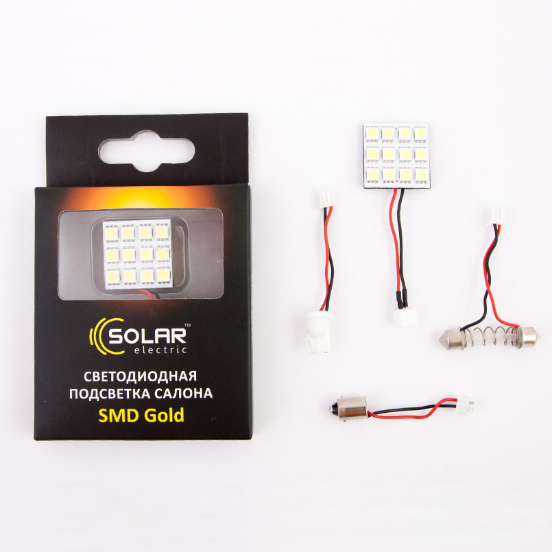 Підсвітка салону 12V 27x27mm 12SMD 5050 white 3 адаптера (25 шт.)