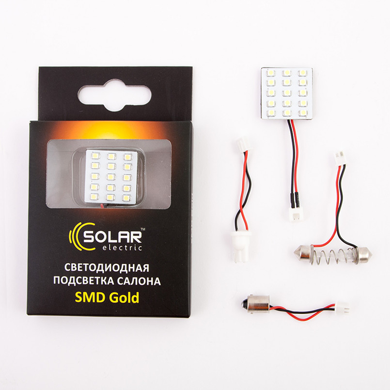 Підсвітка салону 12V 27x27mm 15SMD 3528 white 3 адаптера (25 шт.)