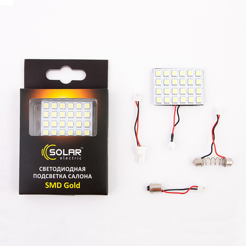 SOLAR Підсвітка салону 12V 50x35mm 24MD 5050 white 3 адаптера (25 шт.)
