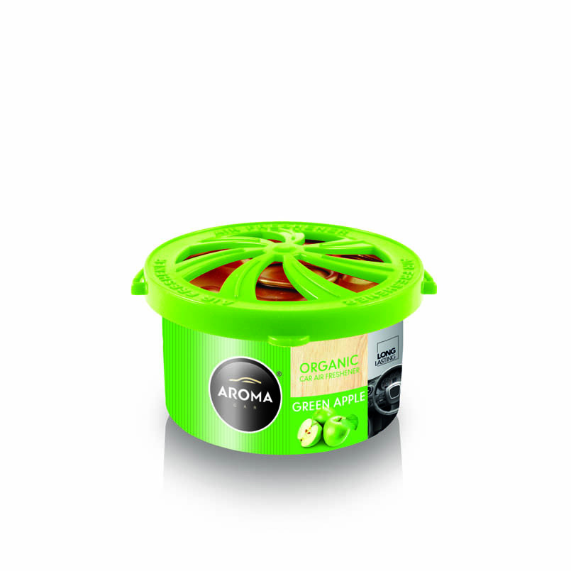 AROMA Ароматизатор Car Organic 40g - GREEN APPLE (48шт.) консерва