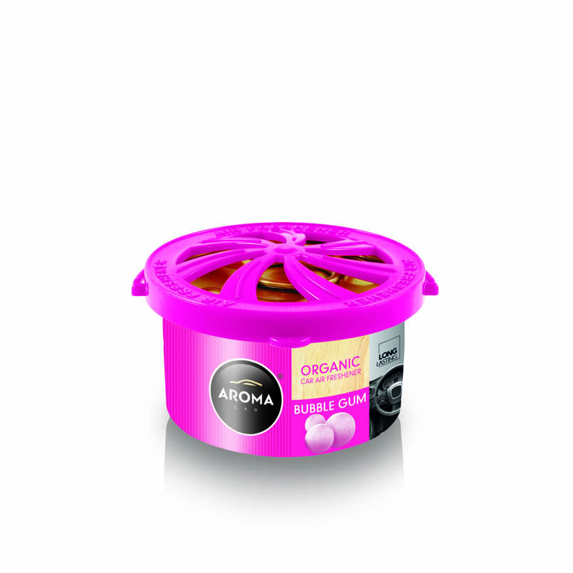AROMA Ароматизатор Car Organic 40g - BUBBLE GUM (48шт.) консерва