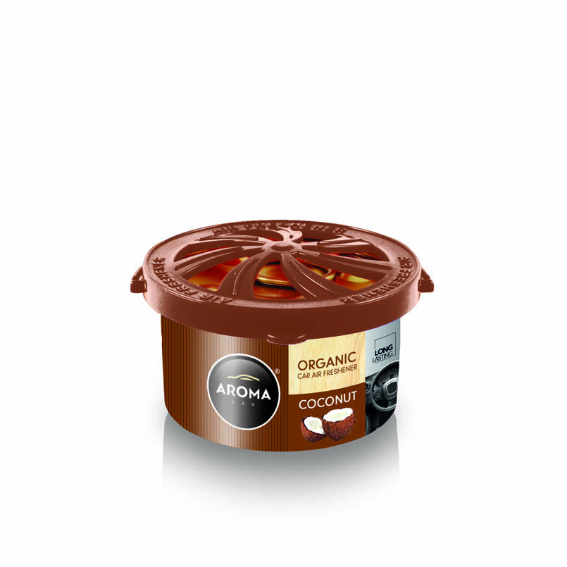 AROMA Ароматизатор Car Organic 40g - COCONUT (48шт.) консерва