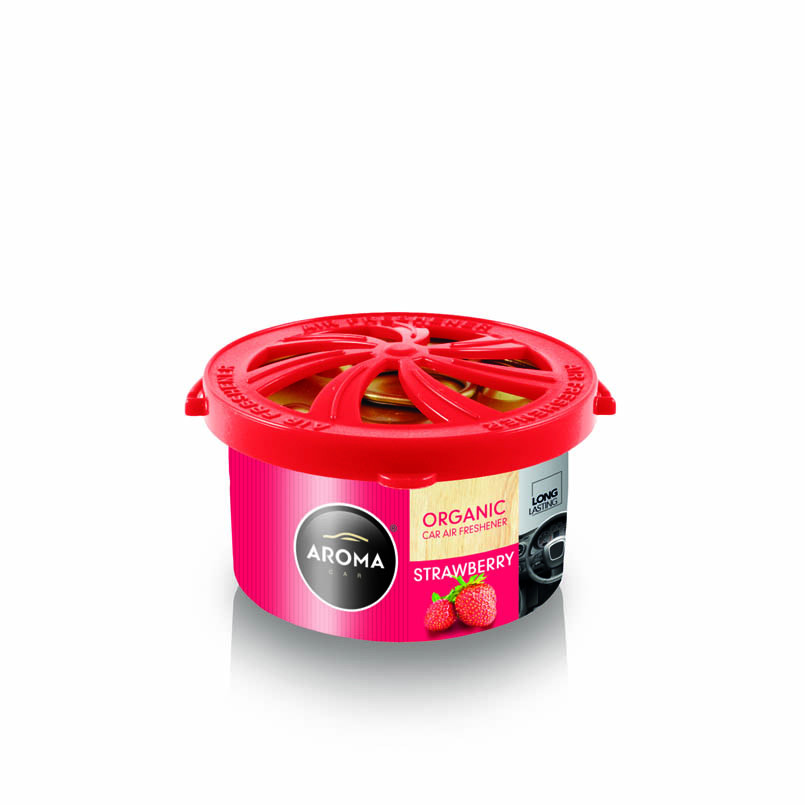 AROMA Ароматизатор Car Organic 40g - STAWBERRY (48шт.) консерва