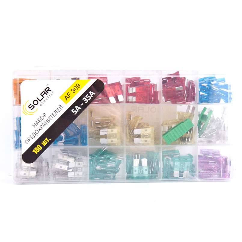SOLAR Набір _стандарт_ запобіжників mix 180шт., (50шт./уп.)