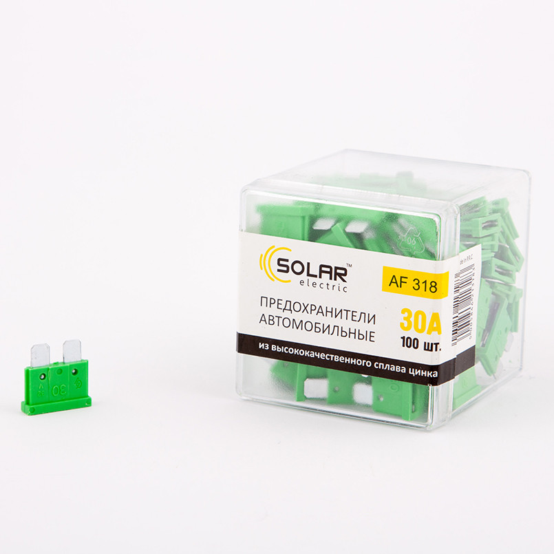 SOLAR   Набір _стандарт_ запобіжників,цинковий сплав 30А,100шт.,(100шт./уп.) 