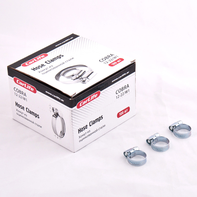 CARLIFE  Хомути  12-22,9mm, W1 (100шт.в.уп.) оцинк.