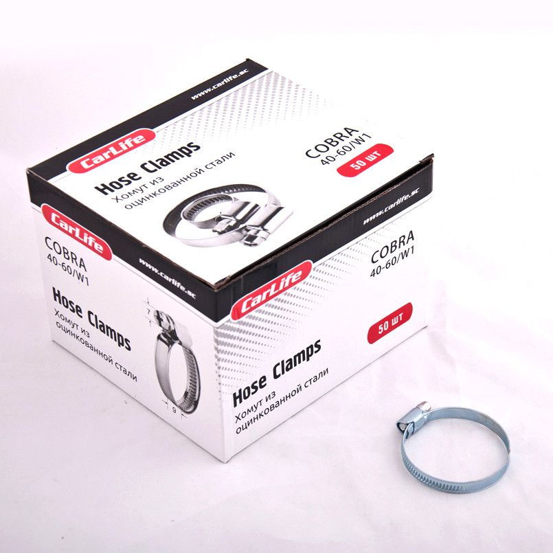 CARLIFE  Хомути  40-60,9mm, W1 (50шт.в.уп.) оцинк.