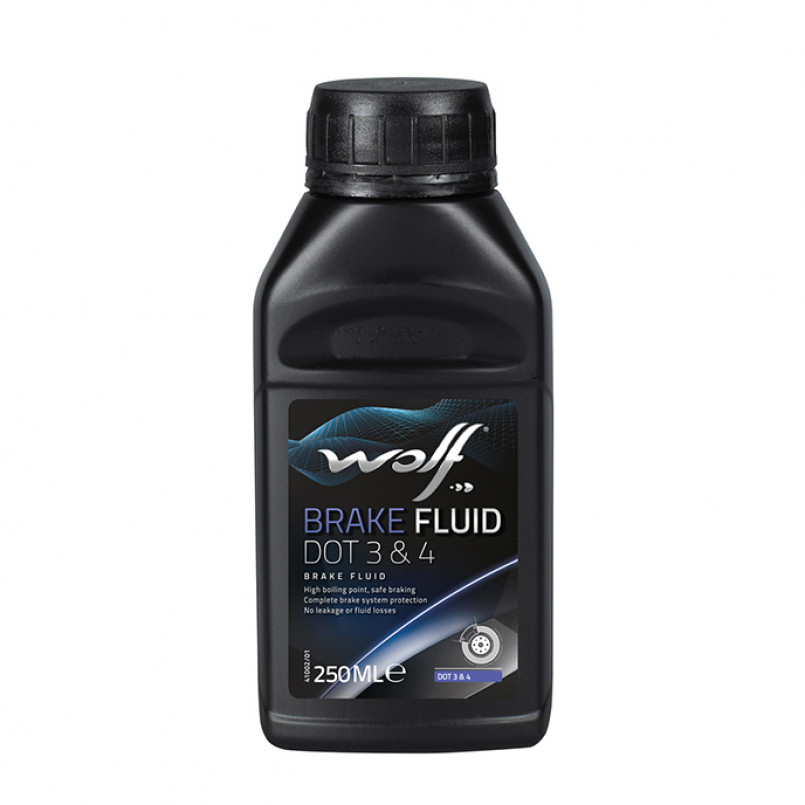 Гальмівна рідина WOLF BRAKE FLUID DOT 3&4  250мл.