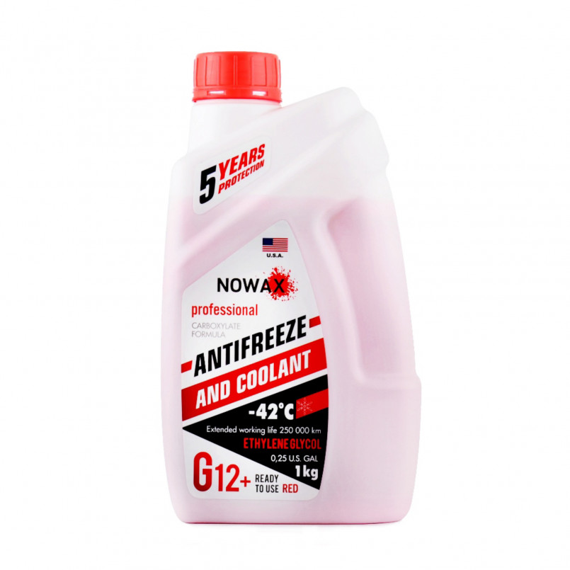 NOWAX Антифриз червоний G12+. 1кг. готовий розчин