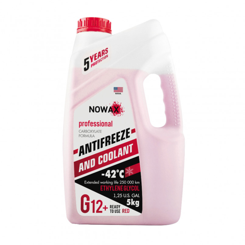 NOWAX Антифриз червоний G12+. 5kg. готовий розчин