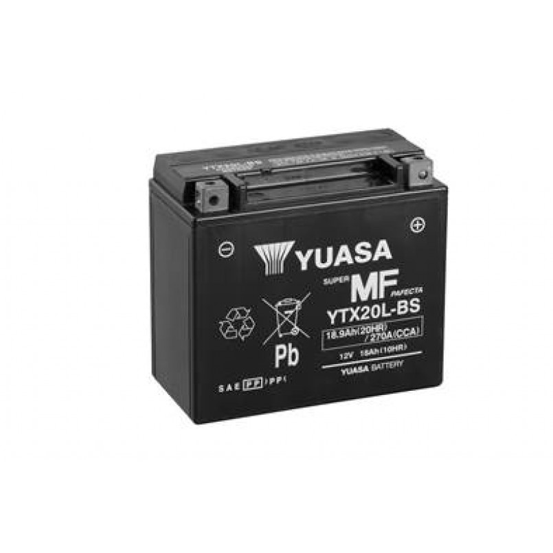МОТО Yuasa 12V 18,9Ah MF VRLA Battery YTX20L-BS(сухозаряжений)