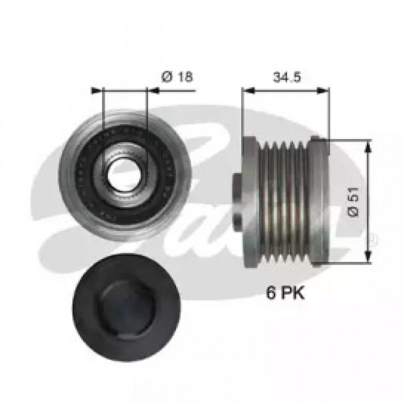 OAP7218 (7789-10218)  Шків генератора GATES OVERRUNNING ALT.PULLEY