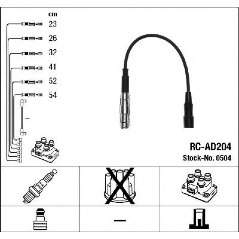 0504  (RC-AD204)  NGK - Комплект проводів запалювання