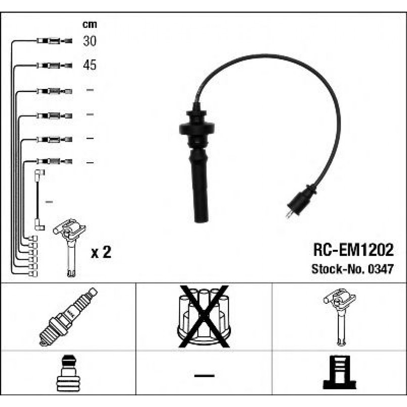 0347  (RC-EM1202)  NGK - Комплект проводів запалювання