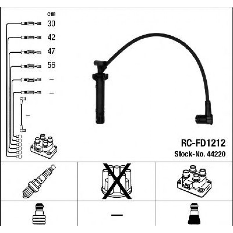44220  (RC-FD1212)  NGK - Комплект проводів запалювання